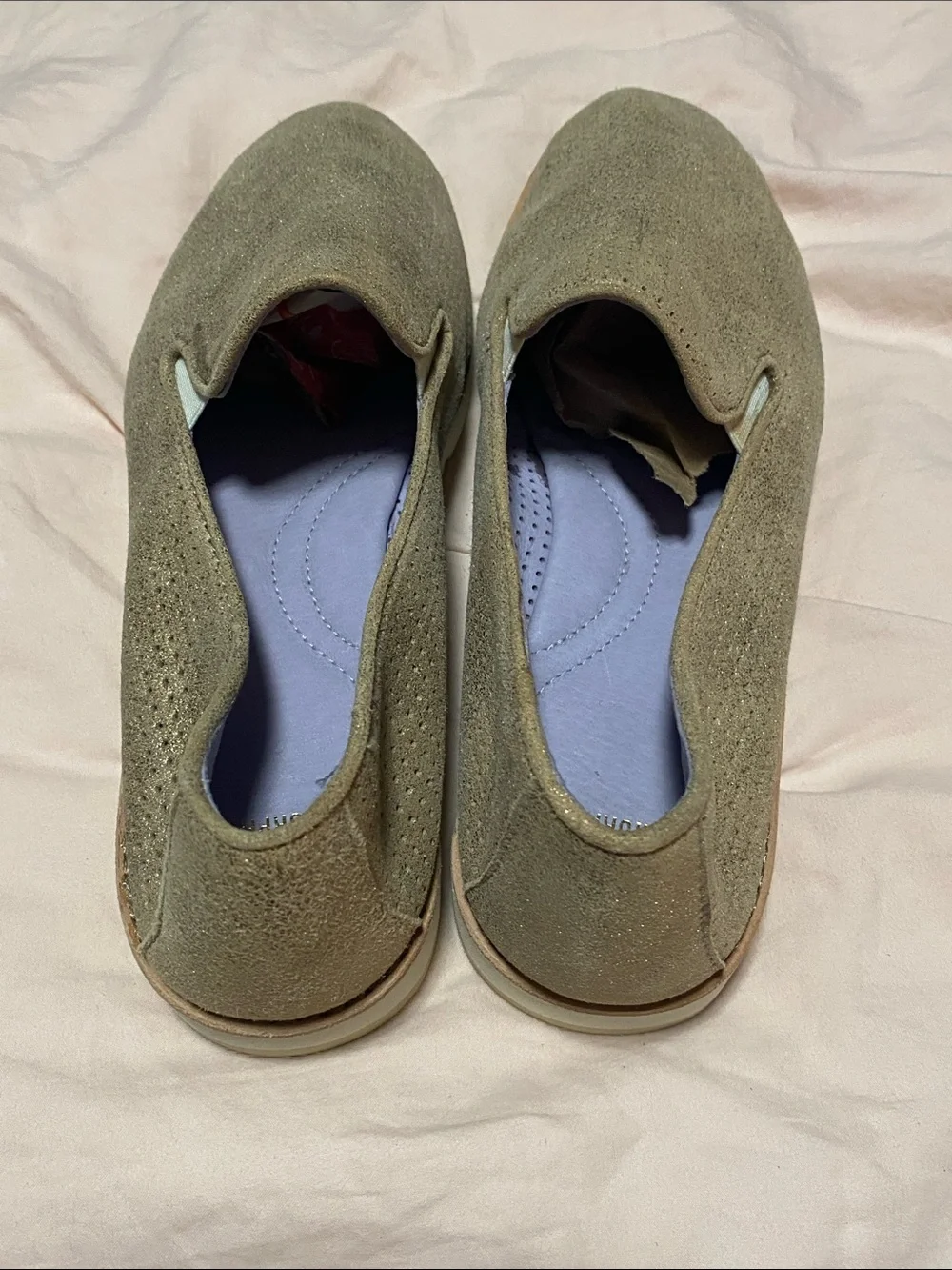 Johnston & Murphy Gold tone Perforated Suede Slip-On Loafers